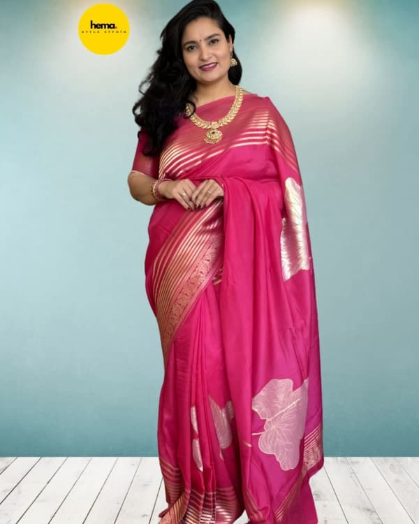 Pure Viscose Saree (Fancy, Shiny Flowers)