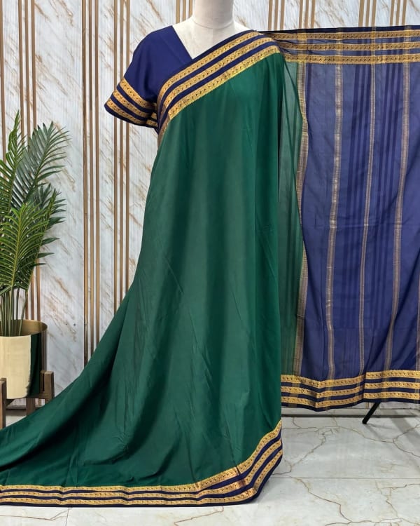 Semi Mysore Crepe (3 Lines Mango Border)