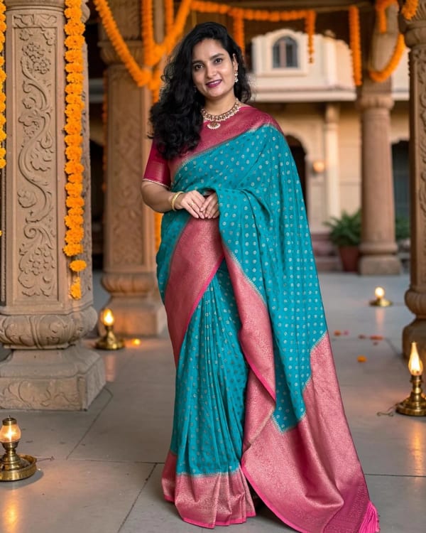 Banarasi Khadi Georgette (Motifs and Floral Border)