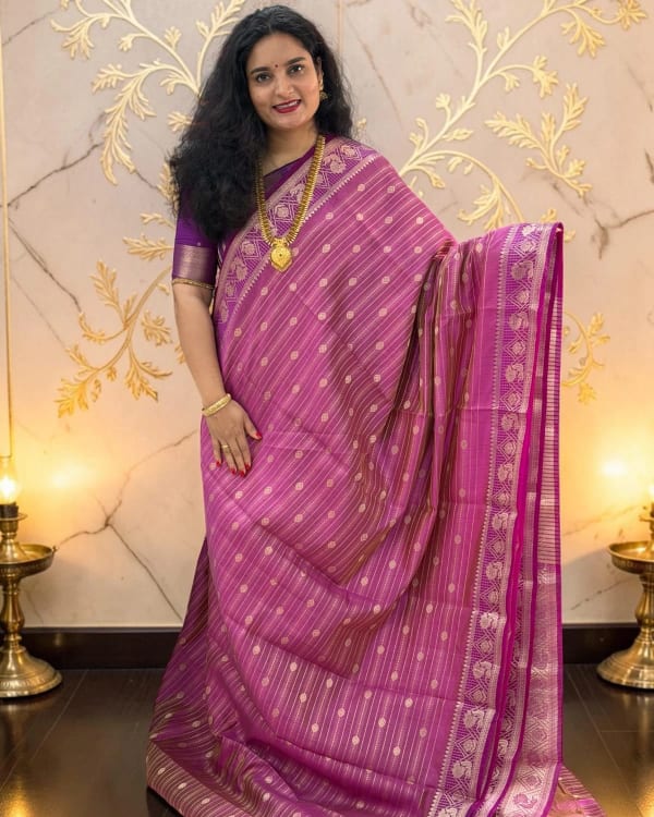 Tussar Saree (Floral Horizontal Line, Floral Border)