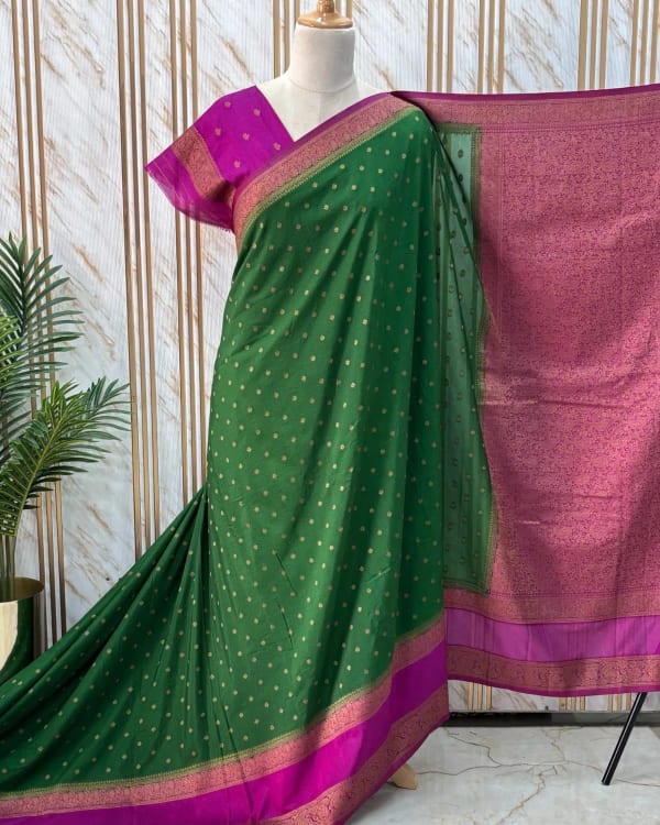 Banarasi Khadi Georgette (Motifs, Mayuri & Mango Bentex)