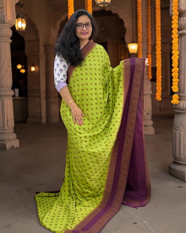 Banarasi Khadi Georgette (Motifs, Peacock & Mango Bentex)