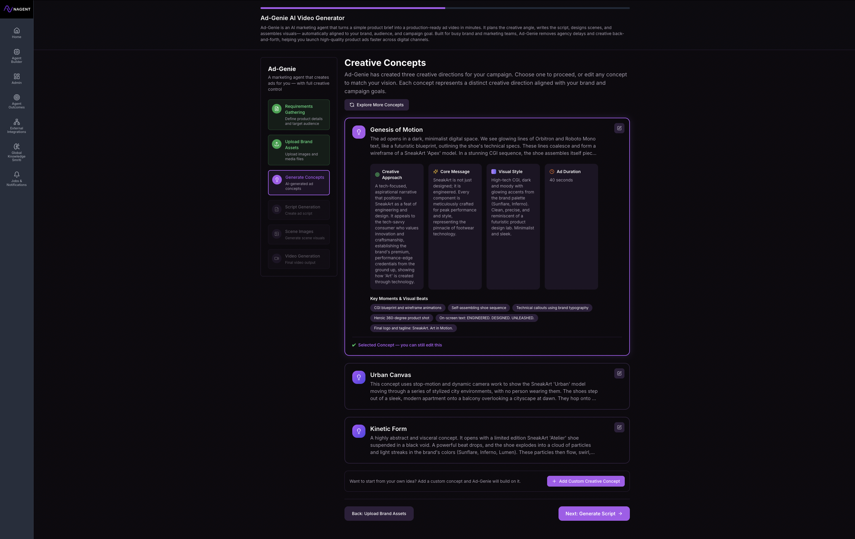 Ad genie generates concepts, asks you for approval