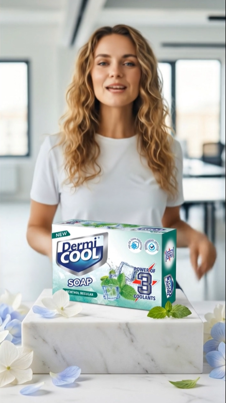 Beat the heat and say goodbye to that prickly, itchy feeling! ☀️❄️ Dermi Cool soap brings you instant cooling with the power of 3 coolants—Menthol, Neem, and Tulsi. Stay fresh, stay confident, and step out without a worry!