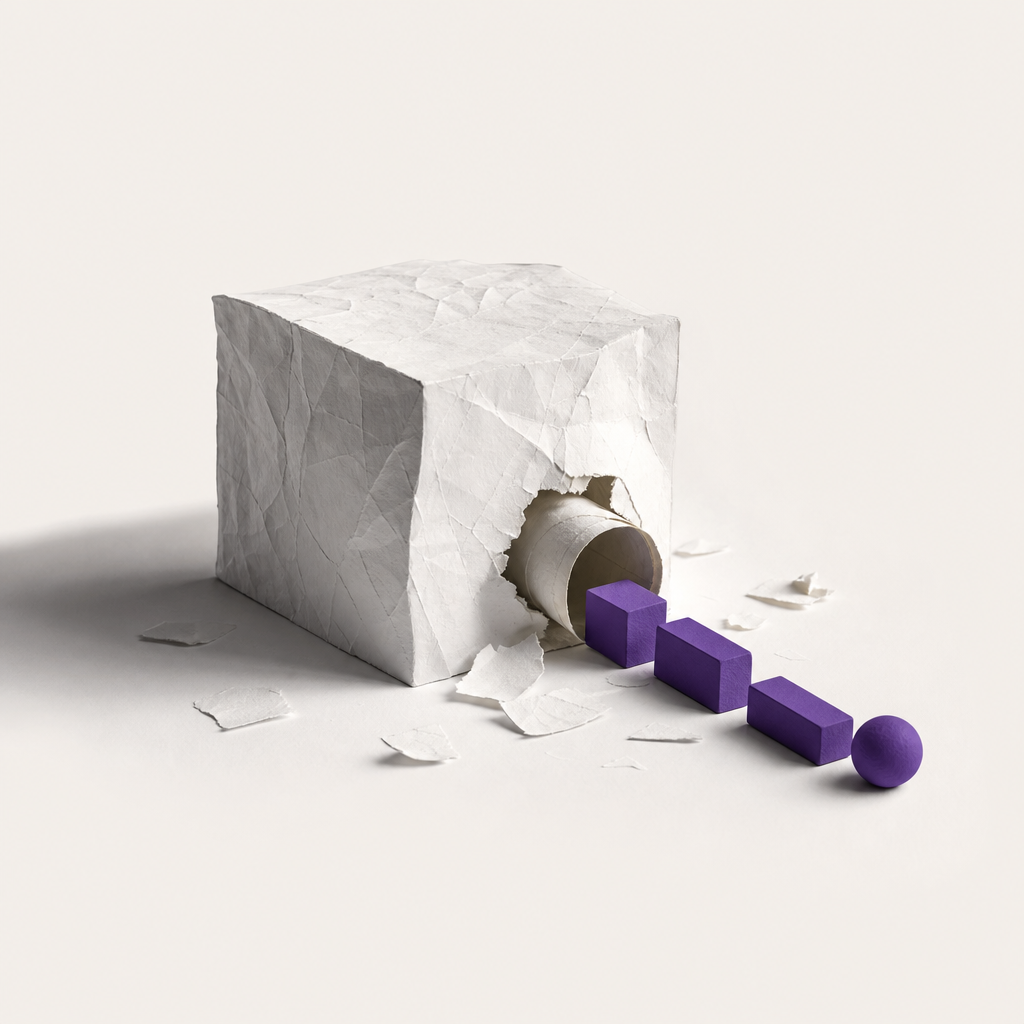 Single-shot LLM wrapper illustrated as incomplete system lacking multi-step reasoning capability