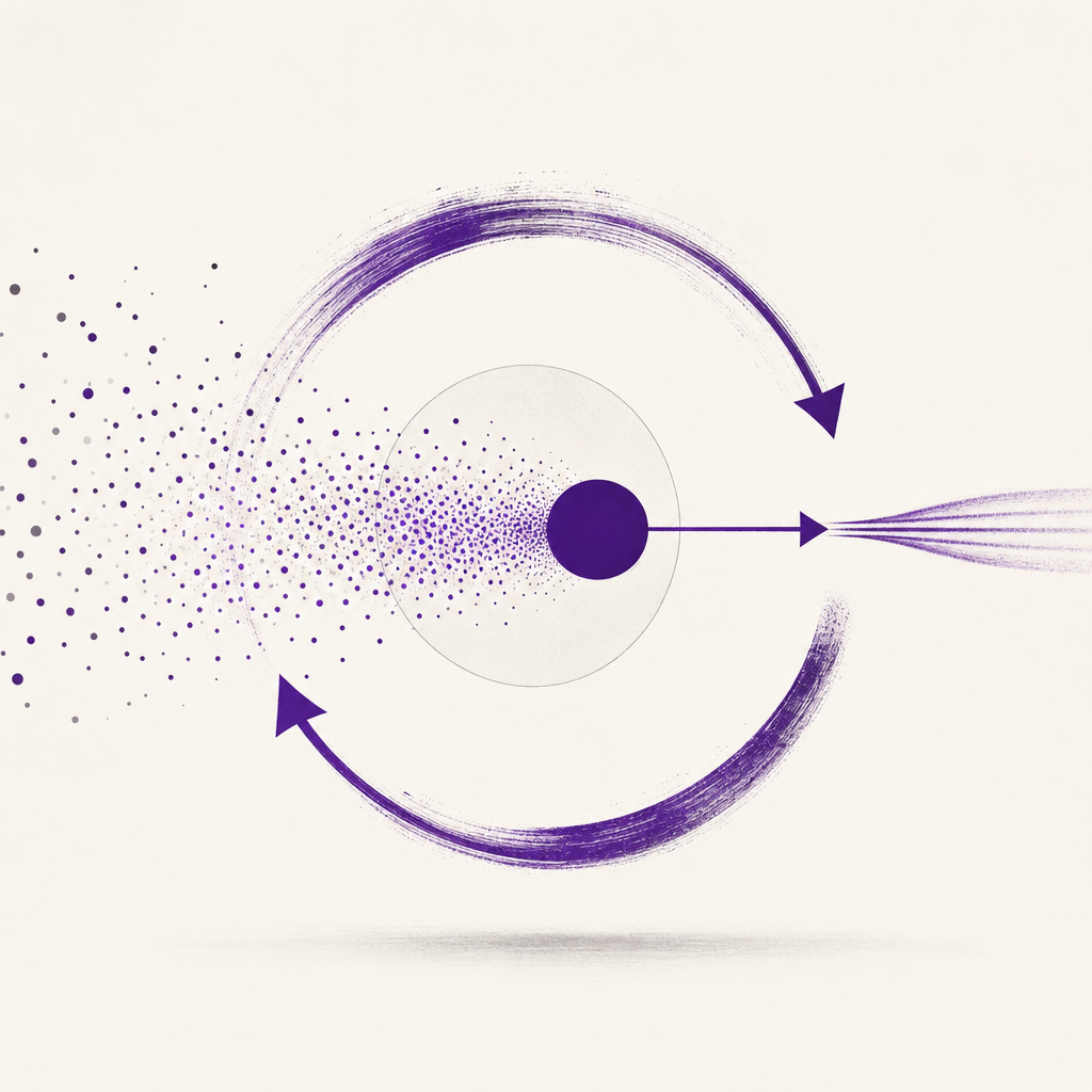 Abstract illustration of a continuous feedback loop detecting shifts in marketing campaign performance metrics