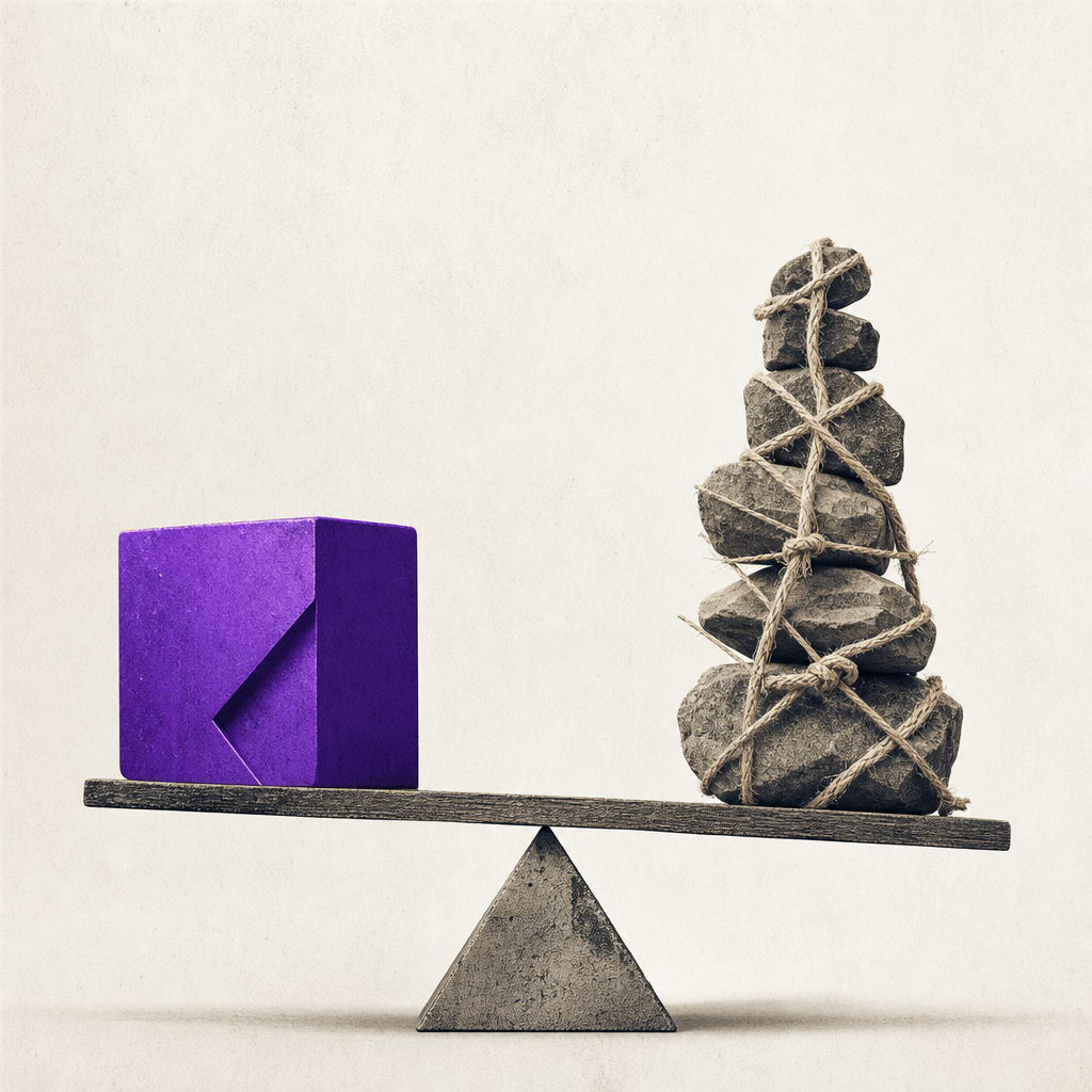 Abstract illustration of a crumbling foundation beneath a structure, representing banking lead nurture infrastructure gaps