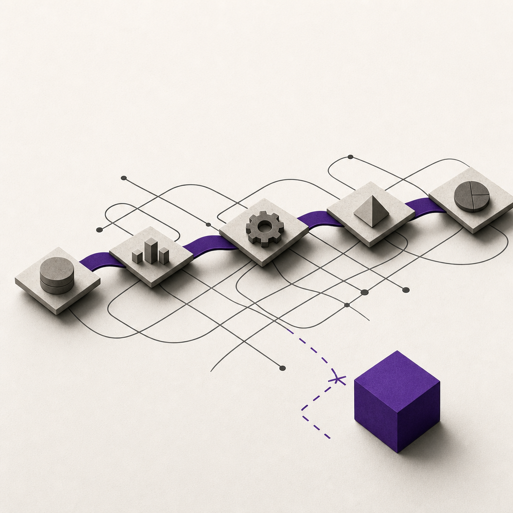 Interconnected workflow systems spanning marketing, sales, and operations breaking down under AI tool strain