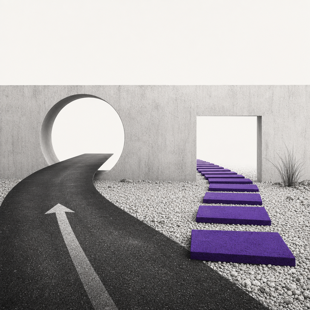 Two diverging paths representing traditional SEO audit optimization versus AI crawler citation probability pathways