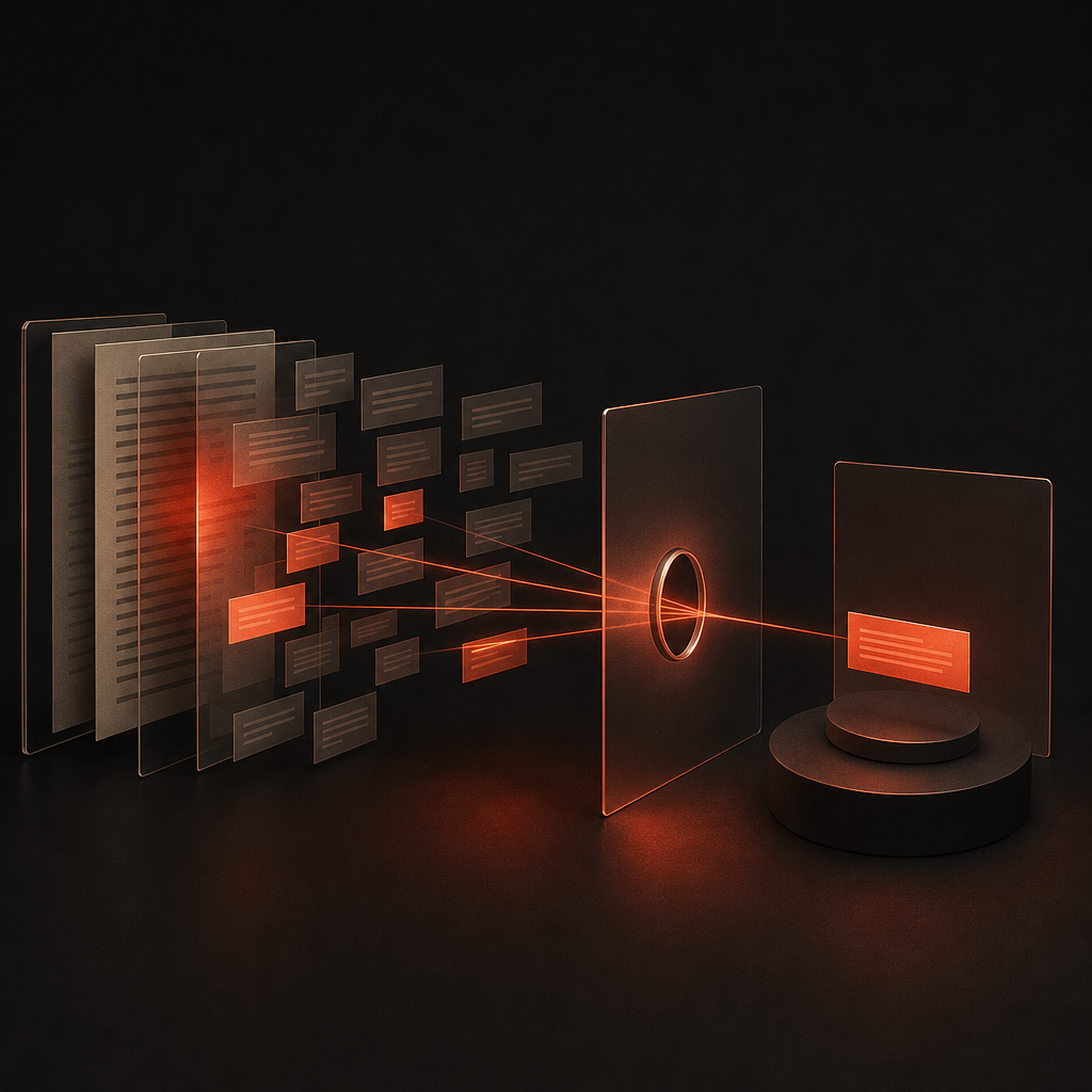 Illustration of layered passages being scanned and selected to get cited in ChatGPT