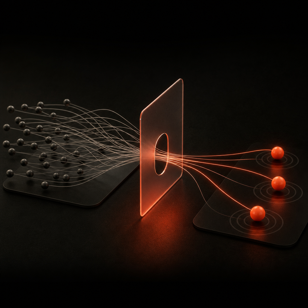 Warm intent signal visualization contrasting focused depth against scattered cold volume