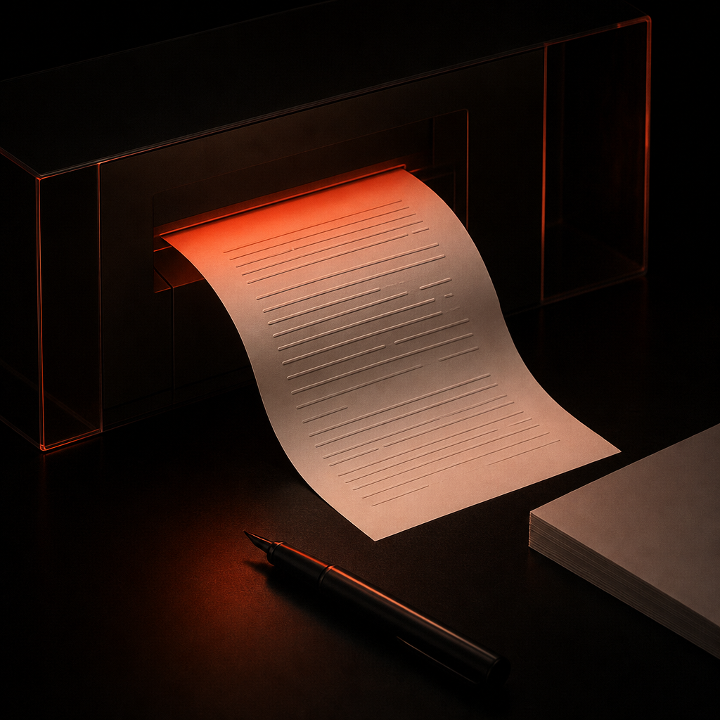 Abstract illustration of translucent planes with vermilion light showing AI hallucination concept
