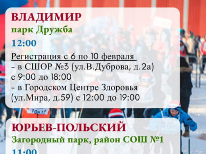 11 февраля Владимирская область присоединится к Всероссийской «Лыжне России»