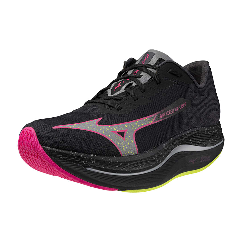 MIZUNO WAVE REBELLION FLASH 2 UNISEX RUNNING SHOES BLACK