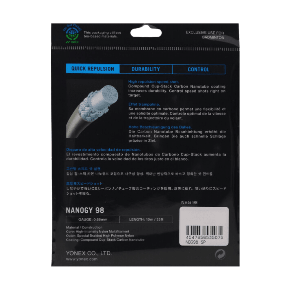 YONEX STRING NANOGY 98 SILVER GRAY