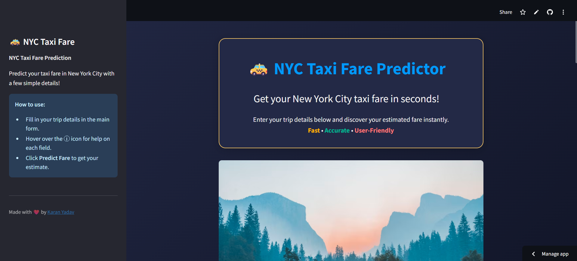 NYC Taxi Fare Predictor
