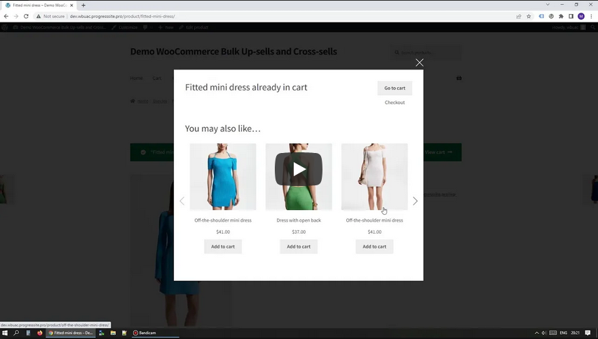 Video demonstration Upsells Popup