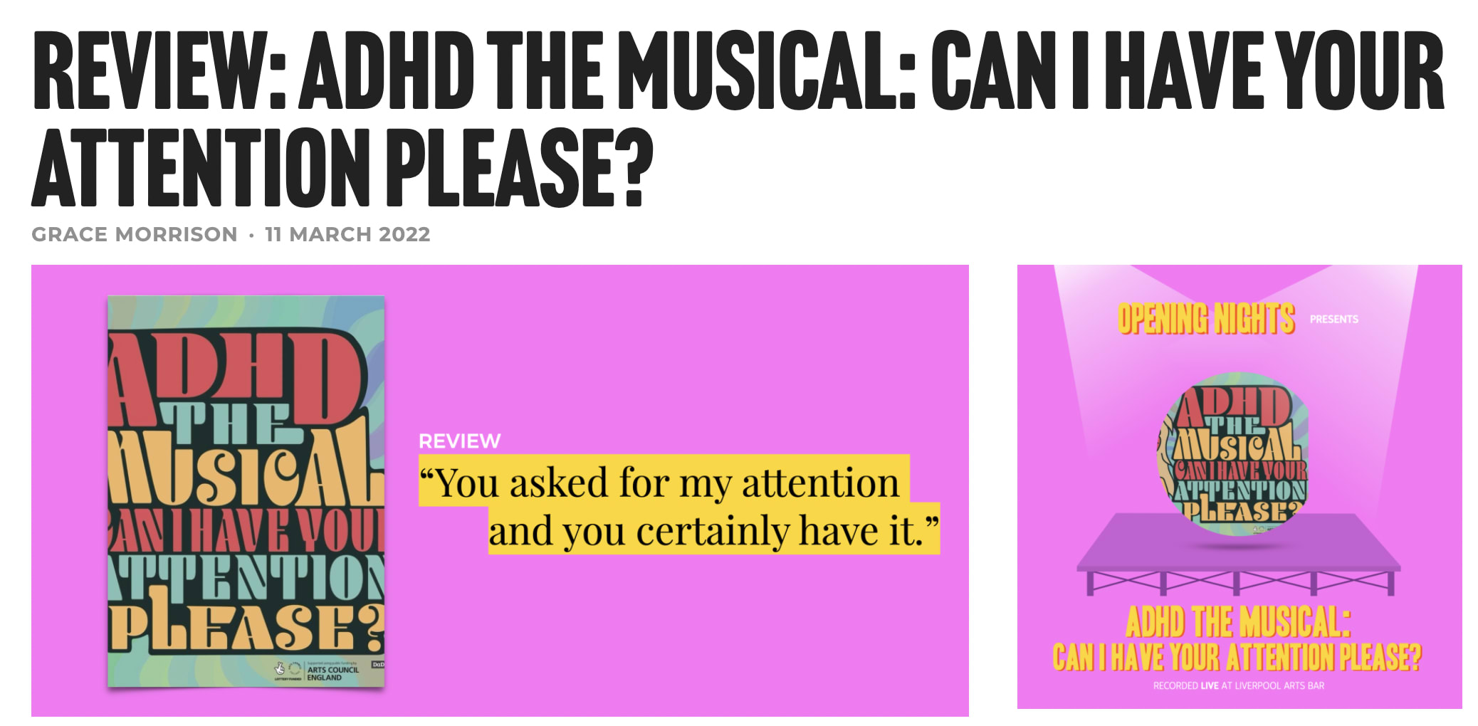 opening nights review banner