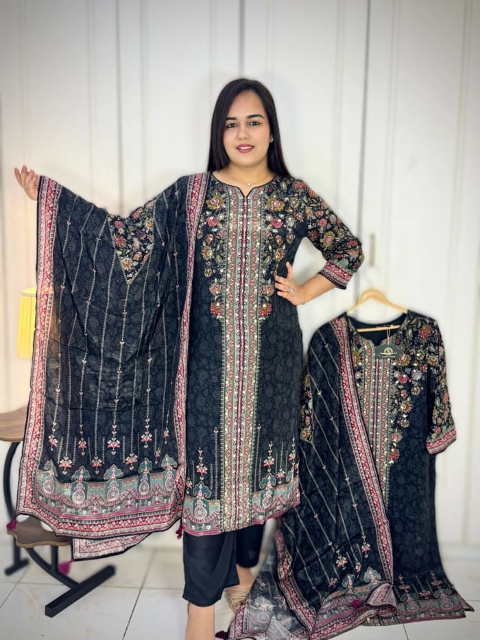 Premium Crepe Fabric Party Wear Suit