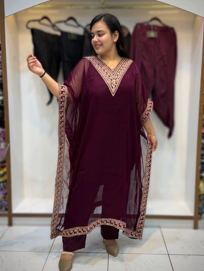 Shimmer Tissue Fabric Kaftan Set