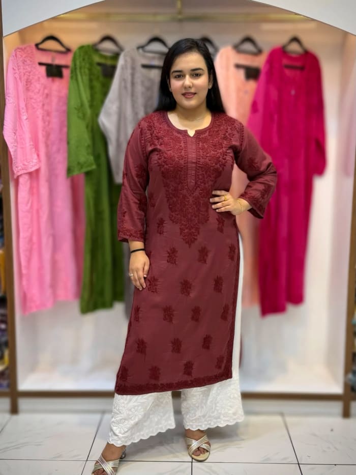 Soft Modal Fabric Self Embroidered Chikankari Kurti