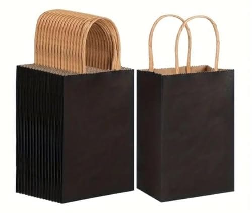 Kraft Paper Bags with handle of size 15 x 8 x 21cm, Shopping Bags, Retail Merchandise Bags, Party Favor bags, Gift bags (1000 pieces, Black)