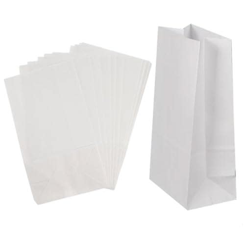 100 pieces White kraft paper bags for treats, gifts Food bread candies buffets party supplies bag (12 x 22 x 6 cm)
