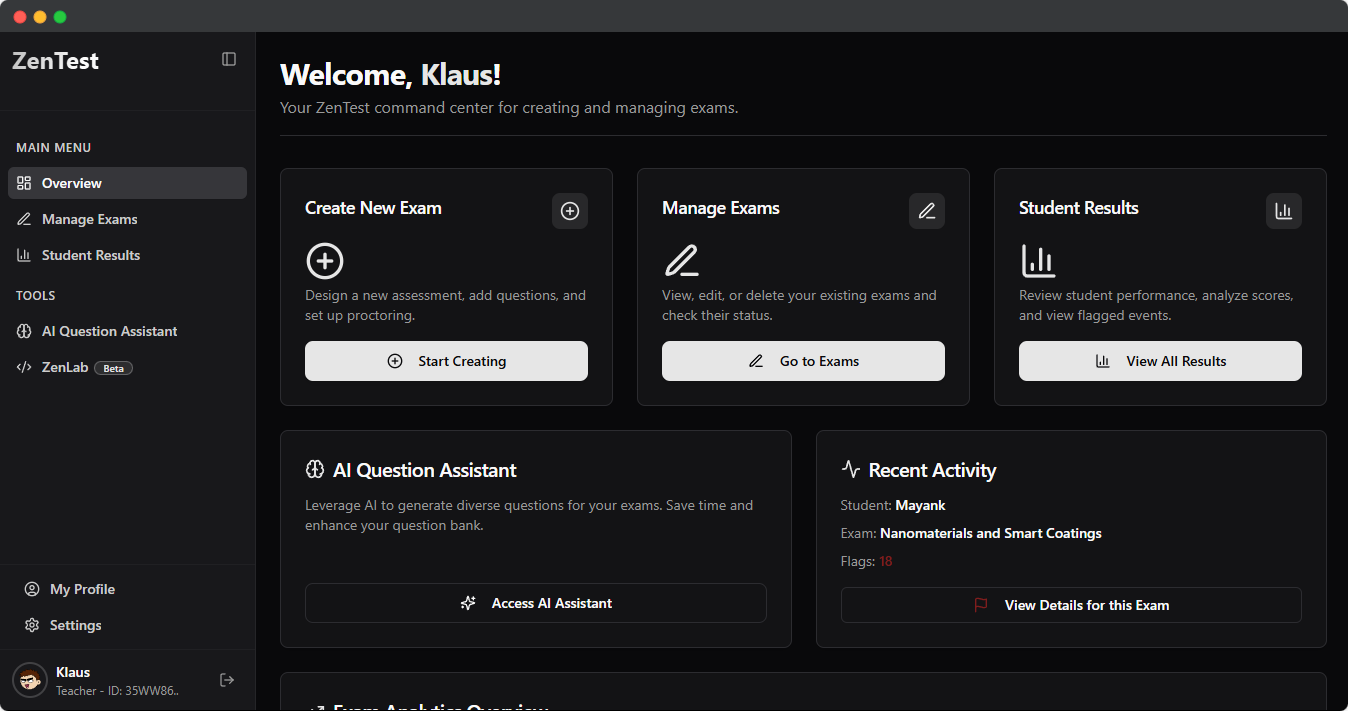Educator Dashboard Interface