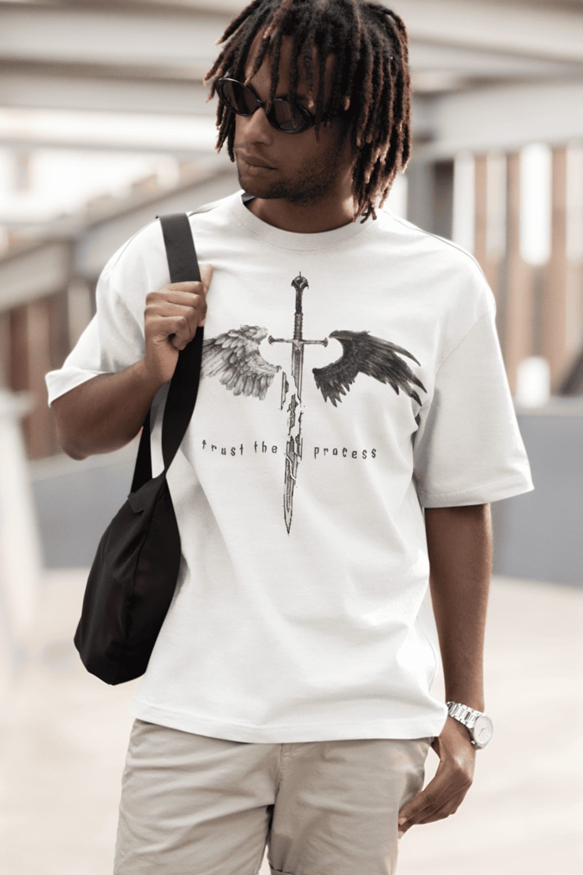 Trust the Process white oversized tshirt