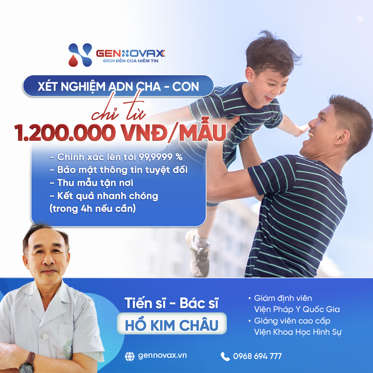 Xét nghiệm ADN Cha Con Trước Sinh (Không xâm lấn)