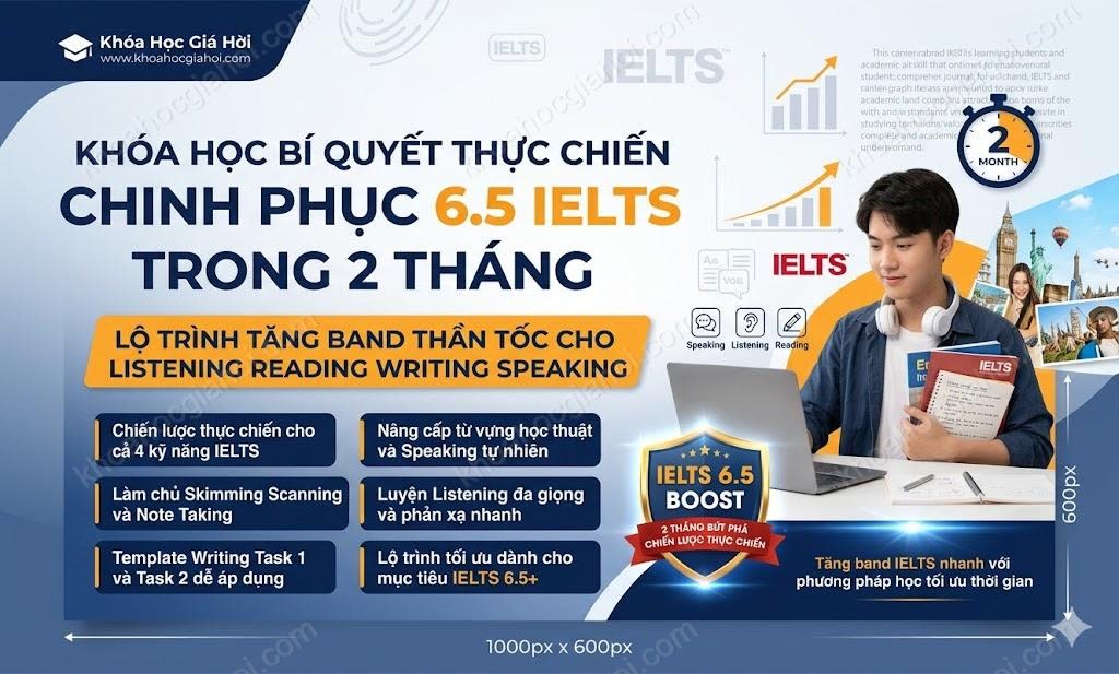 Khóa Học Bí Quyết Thực Chiến Chinh Phục 6.5 IELTS Trong 2 Tháng