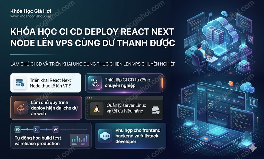 Khóa Học CI/CD Deploy React, Next, Node Lên Vps Cùng Dư Thanh Được