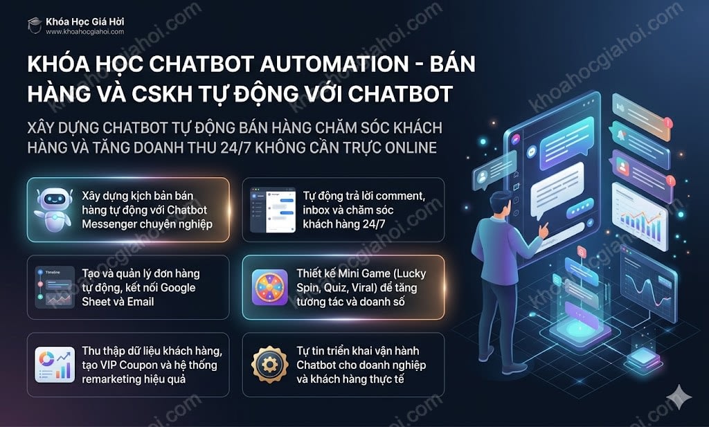 Khóa Học Chatbot Automation - Bán Hàng Và CSKH Tự Động Với Chatbot
