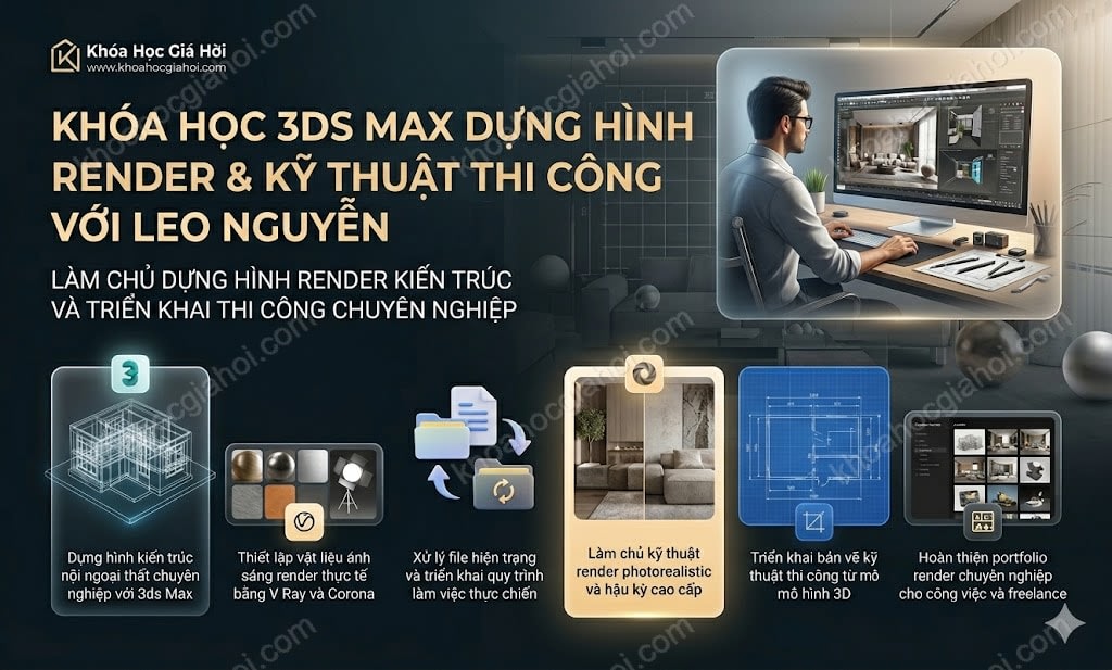 Khóa Học 3ds Max Dựng Hình Render & Kỹ Thuật Thi Công Với Leo Nguyễn