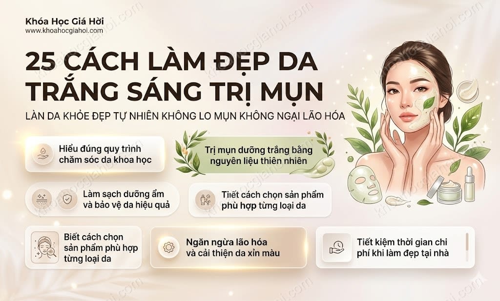 Khóa Học 25 Cách Làm Đẹp Da, Trắng Sáng, Trị Mụn