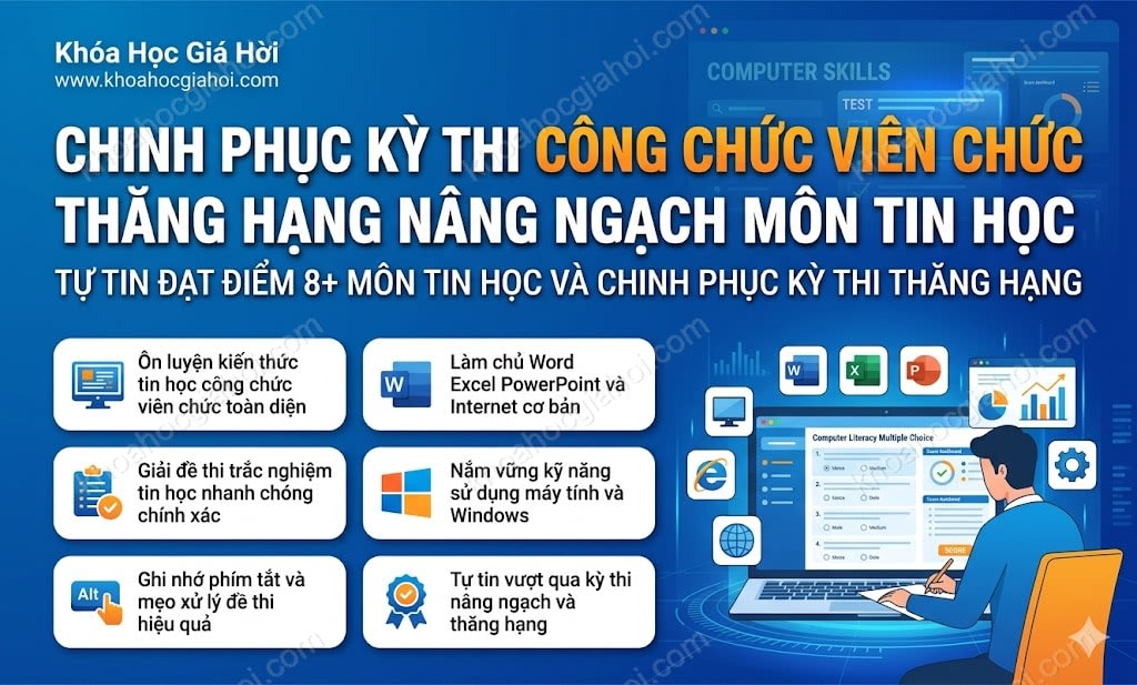 Khóa học Chinh phục kỳ thi công chức, viên chức, thăng hạng – nâng ngạch môn tin học
