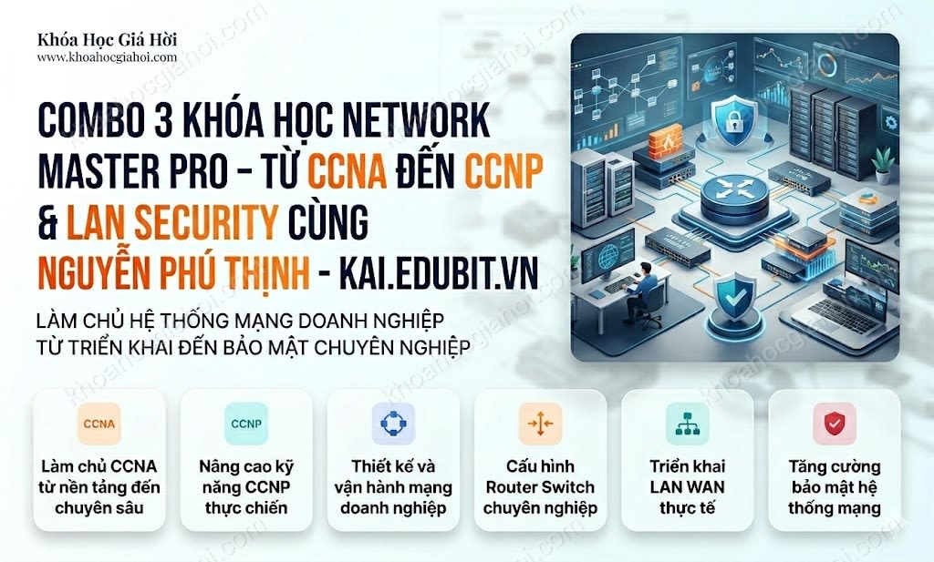 Combo 3 Khóa Học Network Master Pro – Từ CCNA Đến CCNP & Lan Security Cùng Nguyễn Phú Thịnh - Kai.edubit.vn