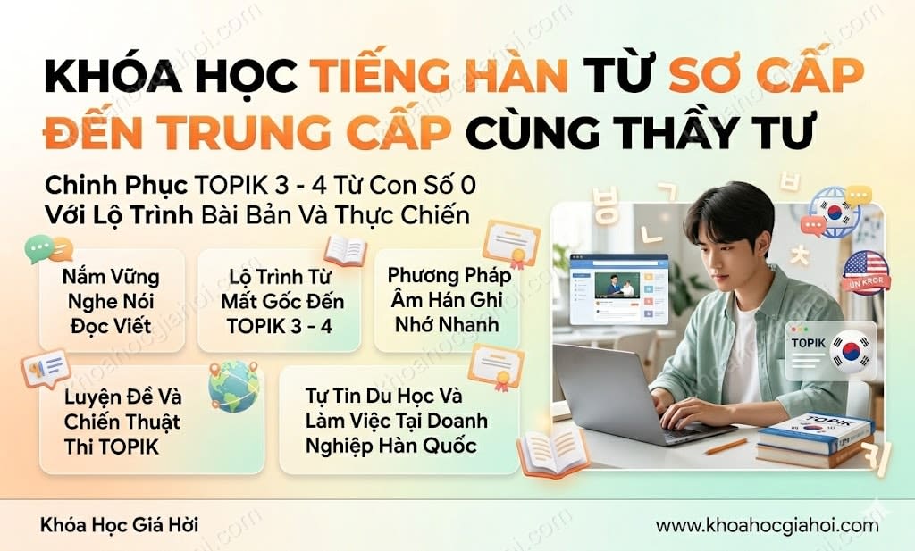Khóa Học Tiếng Hàn Từ Sơ Cấp Đến Trung Cấp Cùng Thầy Tư