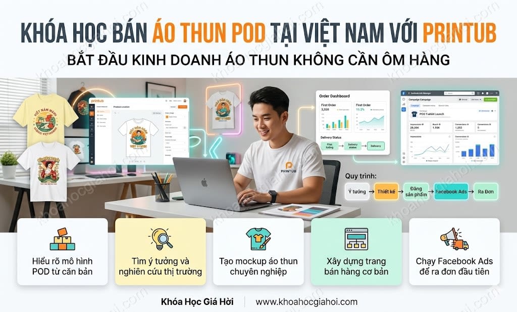 Khóa Học Bán Áo Thun POD Tại Việt Nam Với Printub