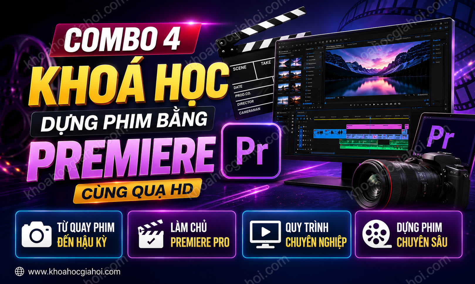 Combo 4 Khoá Học Dựng Phim Bằng Premiere Cùng Quạ HD