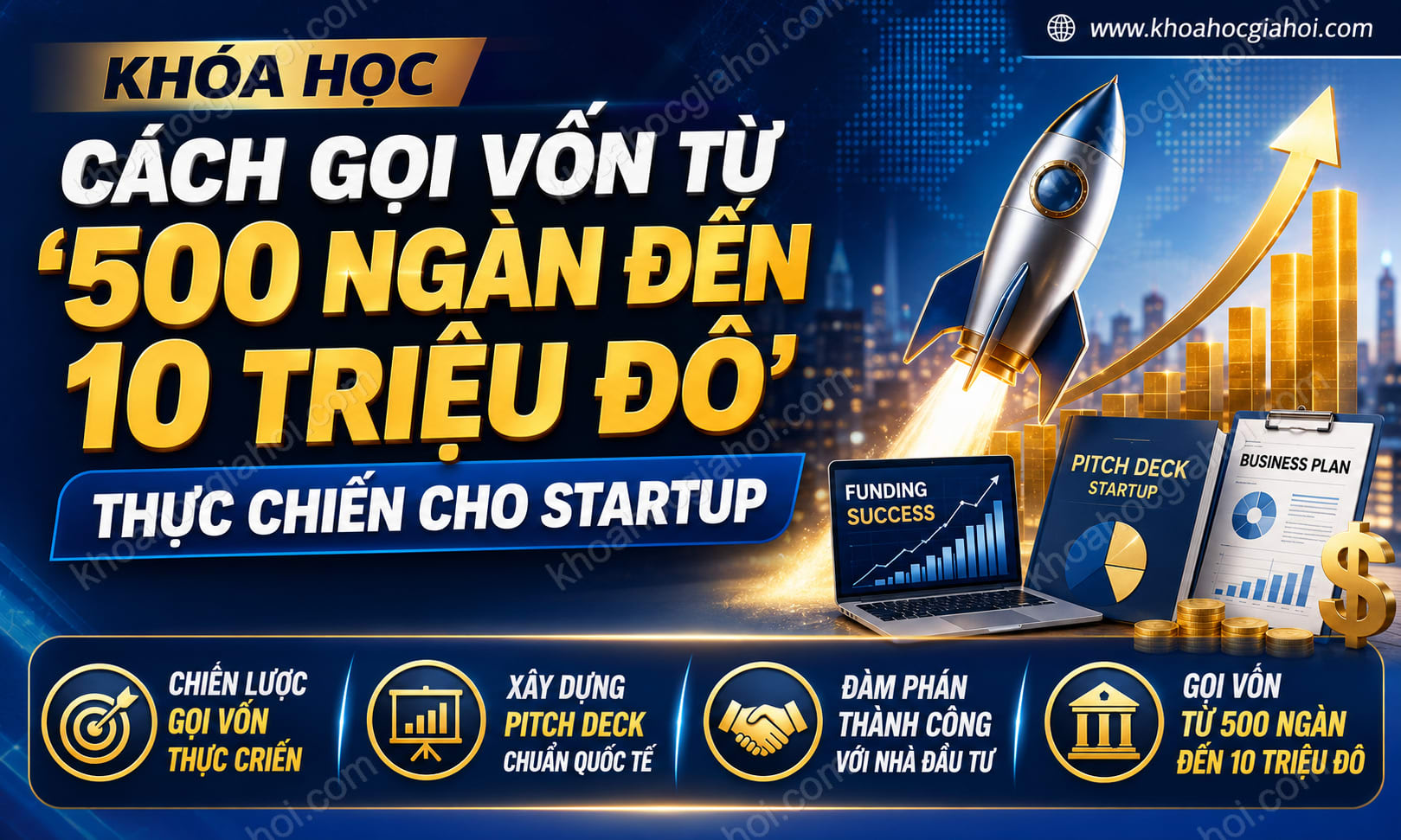 Khóa Học Cách Gọi Vốn Từ ‘500 Ngàn Đến 10 Triệu Đô’ Thực Chiến Cho Startup