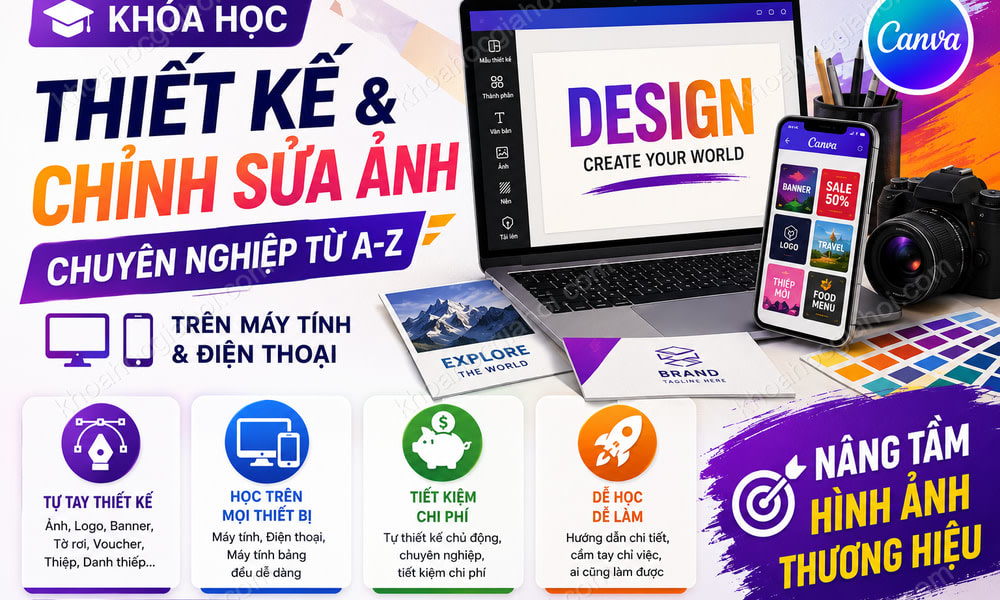 Khóa Học Thiết Kế Chỉnh Sửa Ảnh Chuyên Nghiệp Từ A-z - Trên Máy Tính Và Điện Thoại