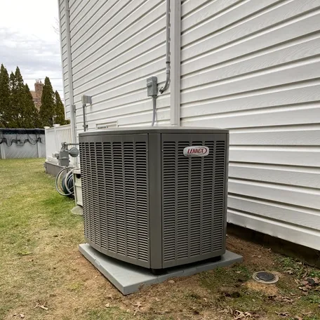 Central air conditioning condenser installed by Central Air Systems on Long Island
