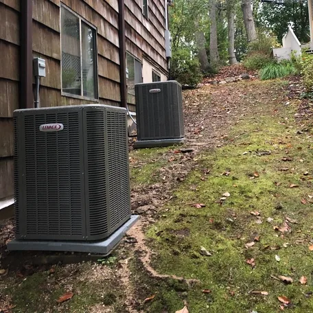 Central air conditioning condenser installed by Central Air Systems on Long Island