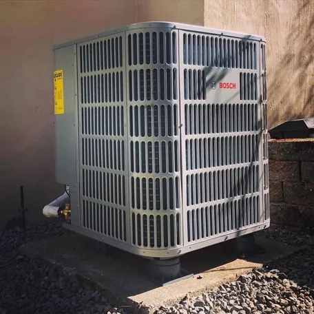 Central air conditioning condenser installed by Central Air Systems on Long Island