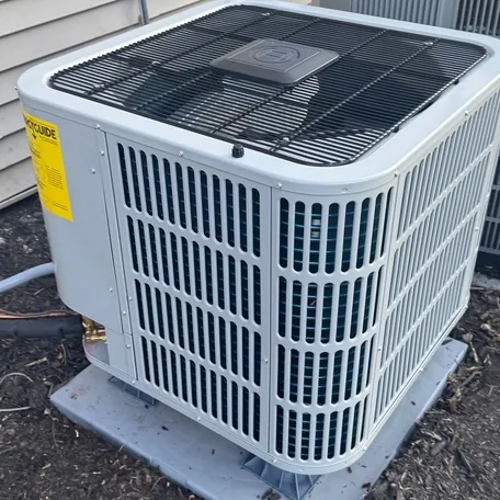 Central air conditioning condenser installed by Central Air Systems on Long Island