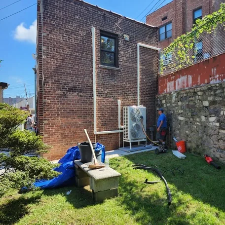 Ductless mini-split outdoor condenser installed by Central Air Systems on Long Island