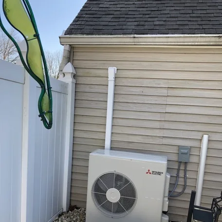 Ductless mini-split outdoor condenser installed by Central Air Systems on Long Island