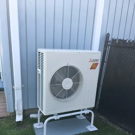 Ductless mini-split outdoor condenser installed by Central Air Systems on Long Island