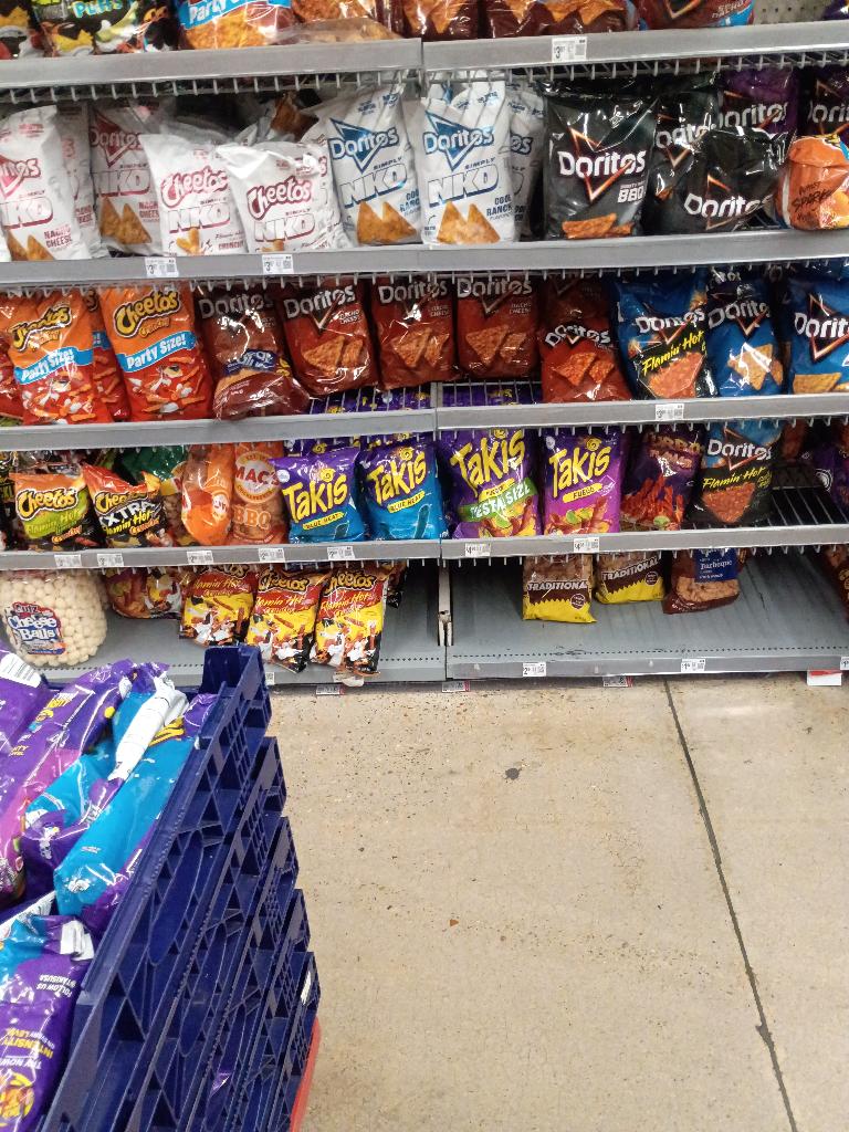 Organized product shelves